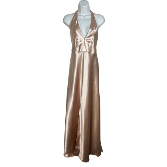 Jenny Yoo Corinne Satin Crepe Dress Halter Maxi Bridesmaid Wedding Petal 4 - Picture 7 of 15
